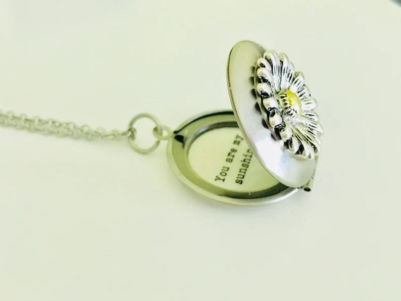 You Are My Sunshine - Necklace- Locket - Quote Locket - Daughter Gift- Sunflower Jewelry