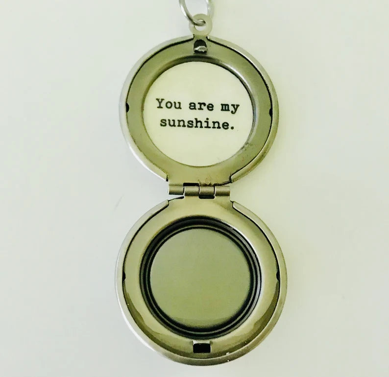 You Are My Sunshine - Necklace- Locket - Quote Locket - Daughter Gift- Sunflower Jewelry