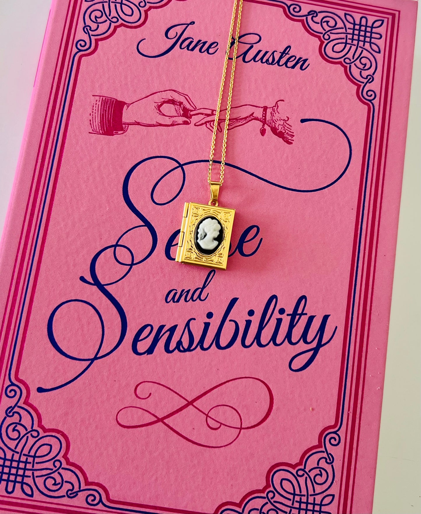 Sense and Sensibility Book, Jane Austen with Book Cameo Locket