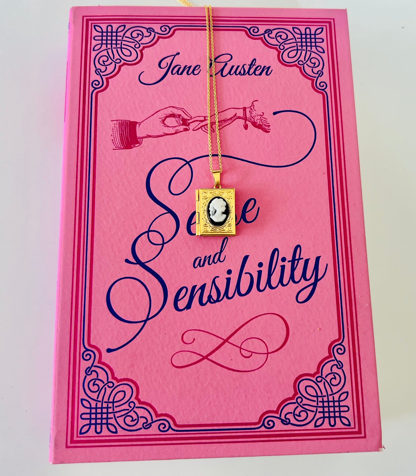 Sense and Sensibility Book, Jane Austen with Book Cameo Locket
