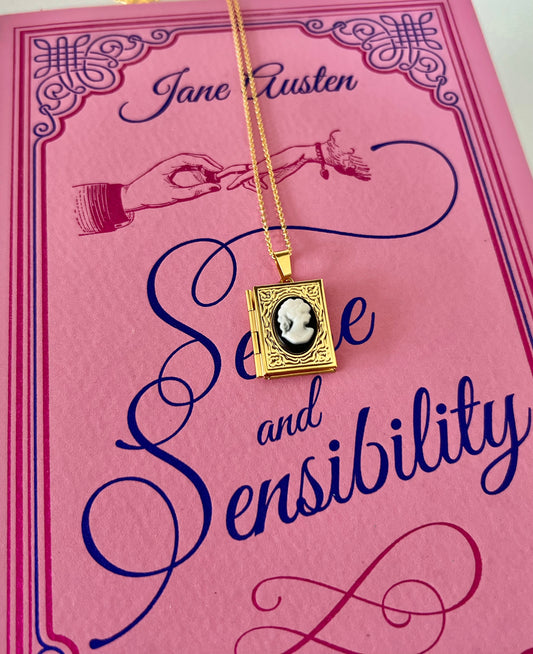 Sense and Sensibility Book, Jane Austen with Book Cameo Locket