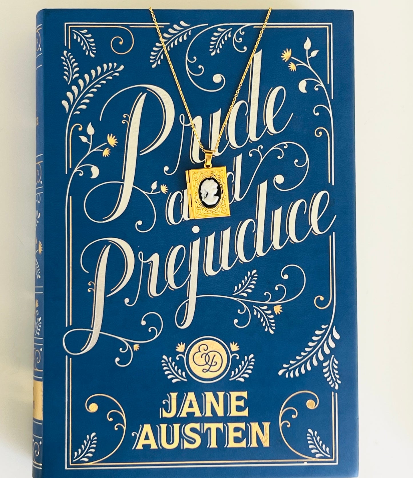 Pride and Prejudice Book by Jane Austen and Cameo Book Locket Necklace