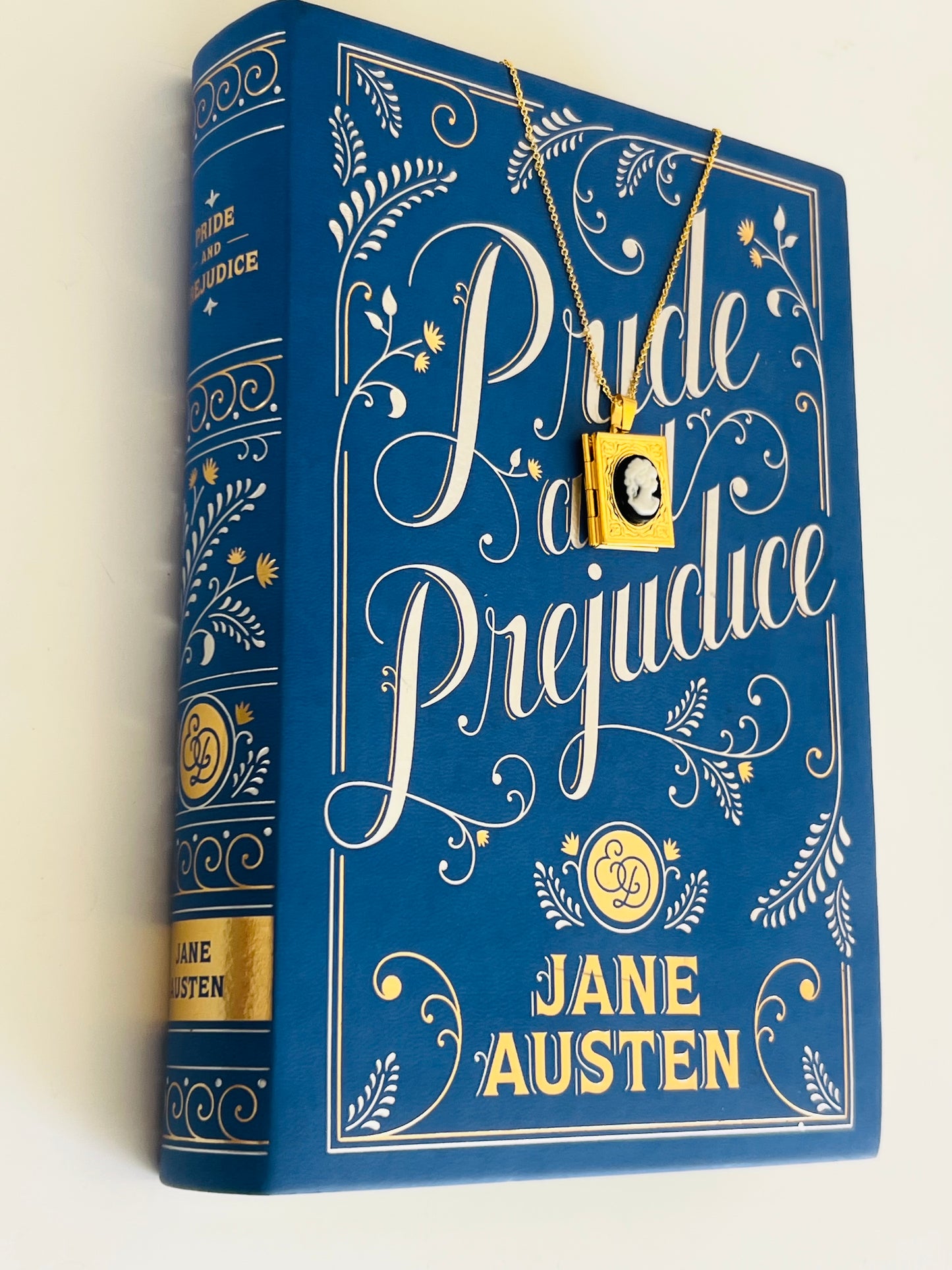 Pride and Prejudice Book by Jane Austen and Cameo Book Locket Necklace