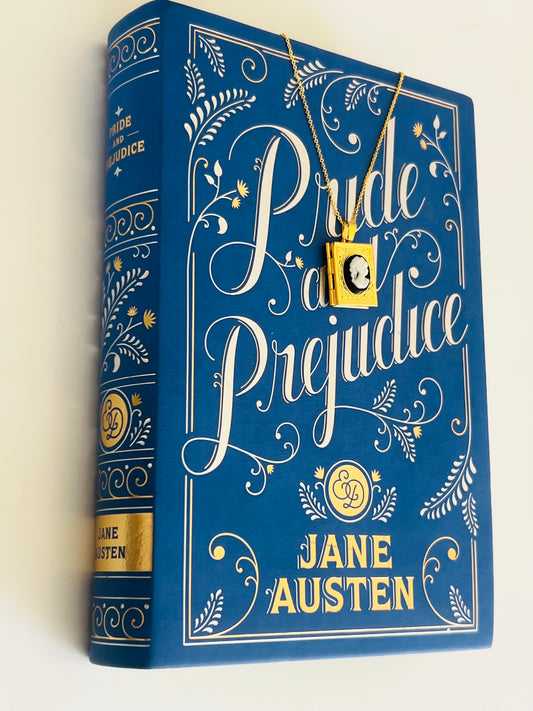 Pride and Prejudice Book by Jane Austen and Cameo Book Locket Necklace