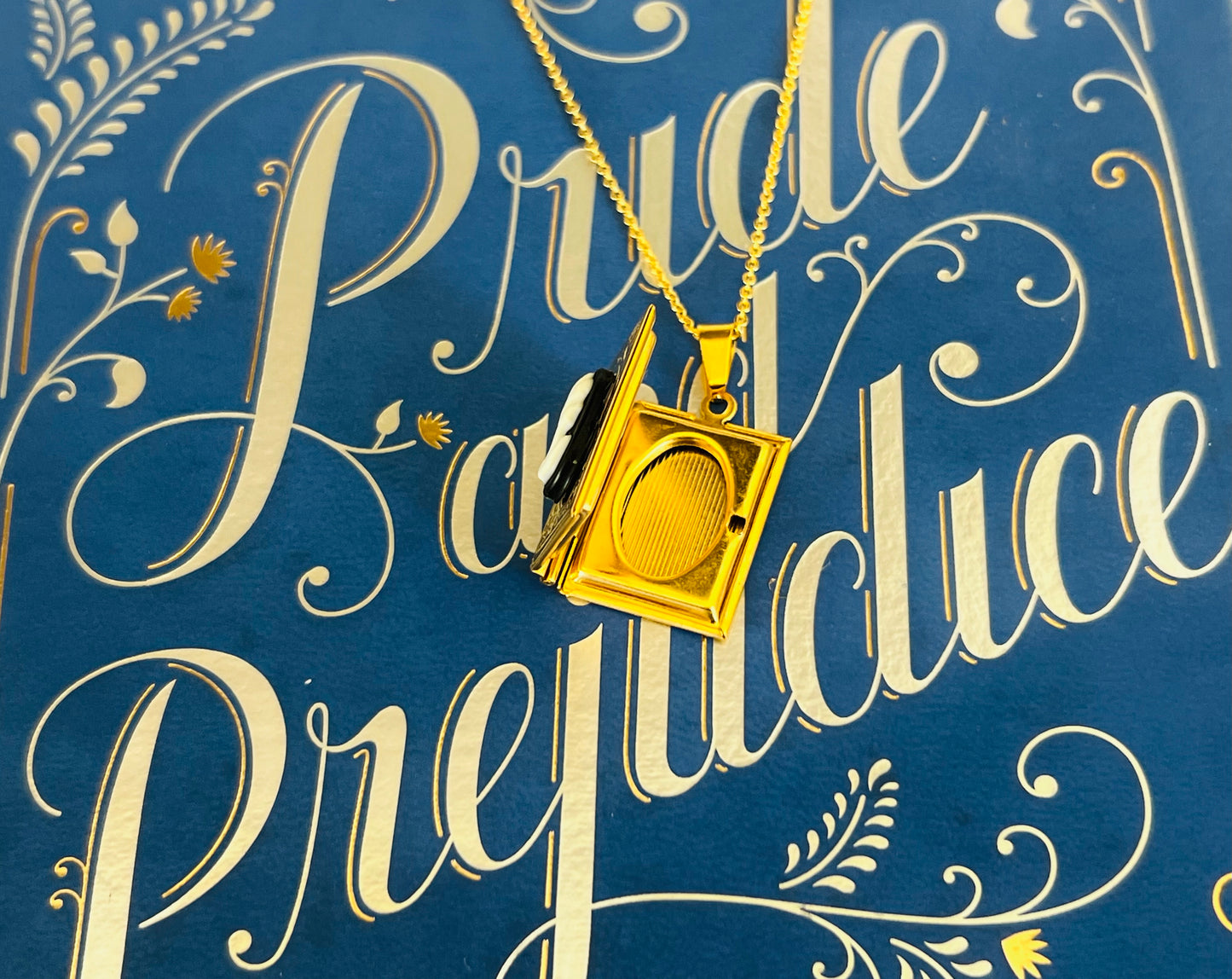Pride and Prejudice Book by Jane Austen and Cameo Book Locket Necklace