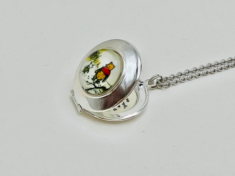 Winnie the Pooh Locket with quote- If you live to be a hundred minus one day - Friendship Jewelry
