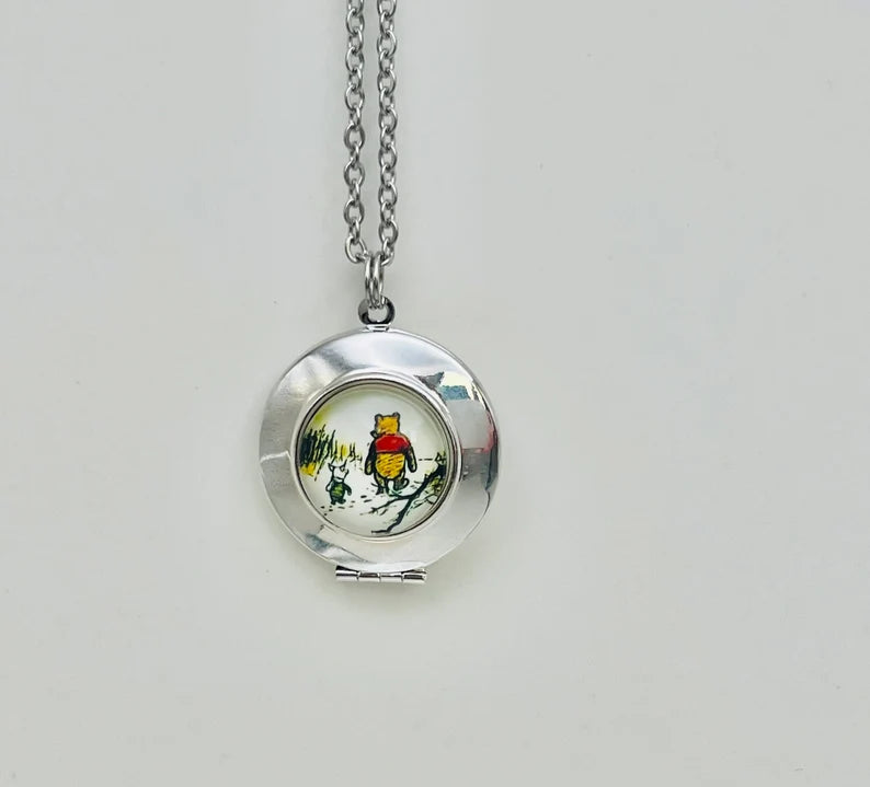 Winnie the Pooh Locket with quote- If you live to be a hundred minus one day - Friendship Jewelry
